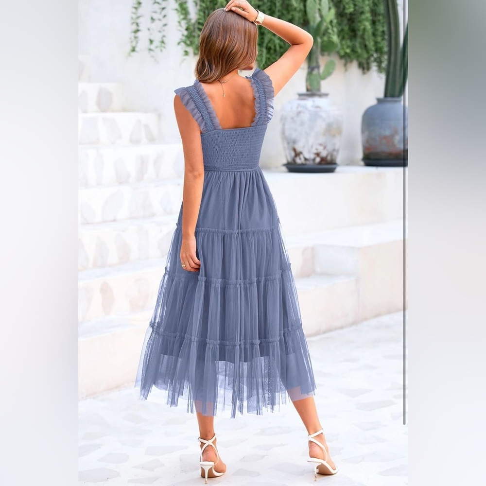 PRETTYGARDEN Women's Tulle Midi Dress Grey Blue Size XXL - Picture 8 of 9